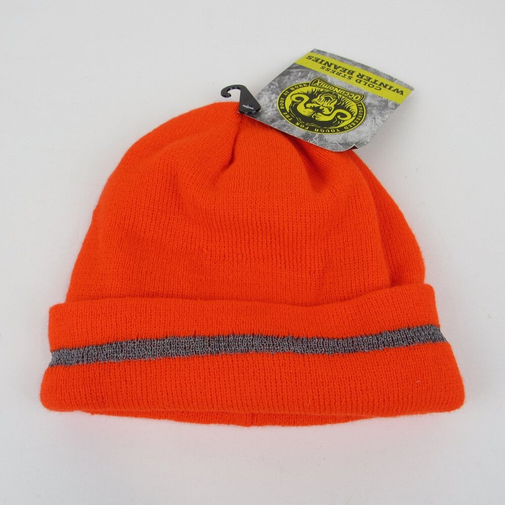 Occunomix Men's Winter Warm Beanie Orange One Size Cold Stress Knit NWT